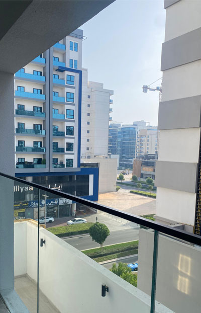 High-rise balcony view at Urban Panda Hostels DWTC